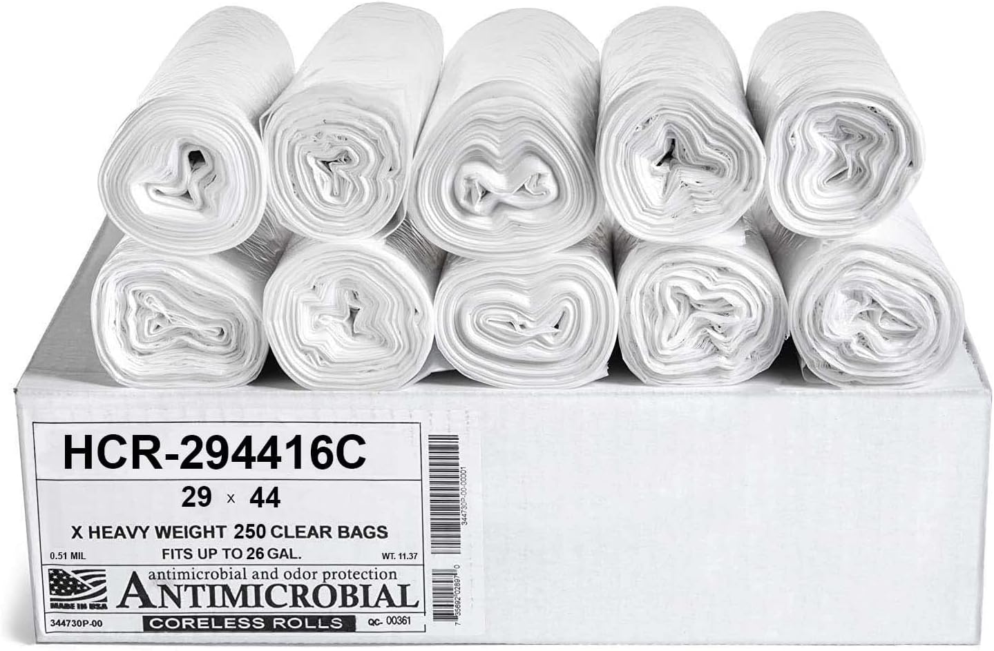 Aluf Plastics High Density Trash Bags, 26 Gallon, 250 Count, 16 Micron (eq), 29" x 44", Clear, for Bathroom, Office, Industrial, Commercial, Janitorial, Municipal, Recycling