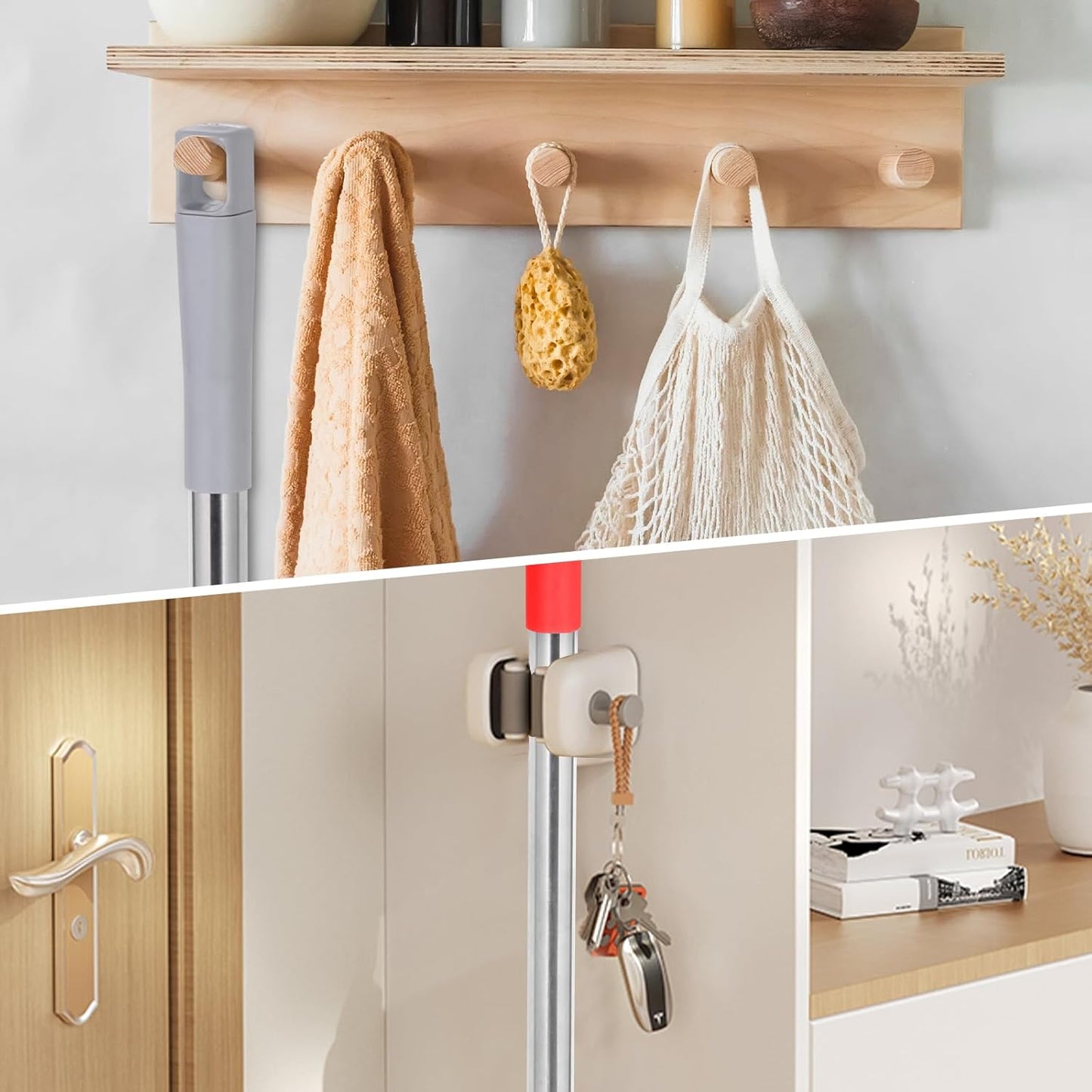 PBHEPJ Broom, Outdoor Broom for Floor Cleaning, 58" Long Stainless Steel Handle, Hard Bristle Angle Broom for Sweeping Indoor, Commercial, Industrial, Garage, Kitchen