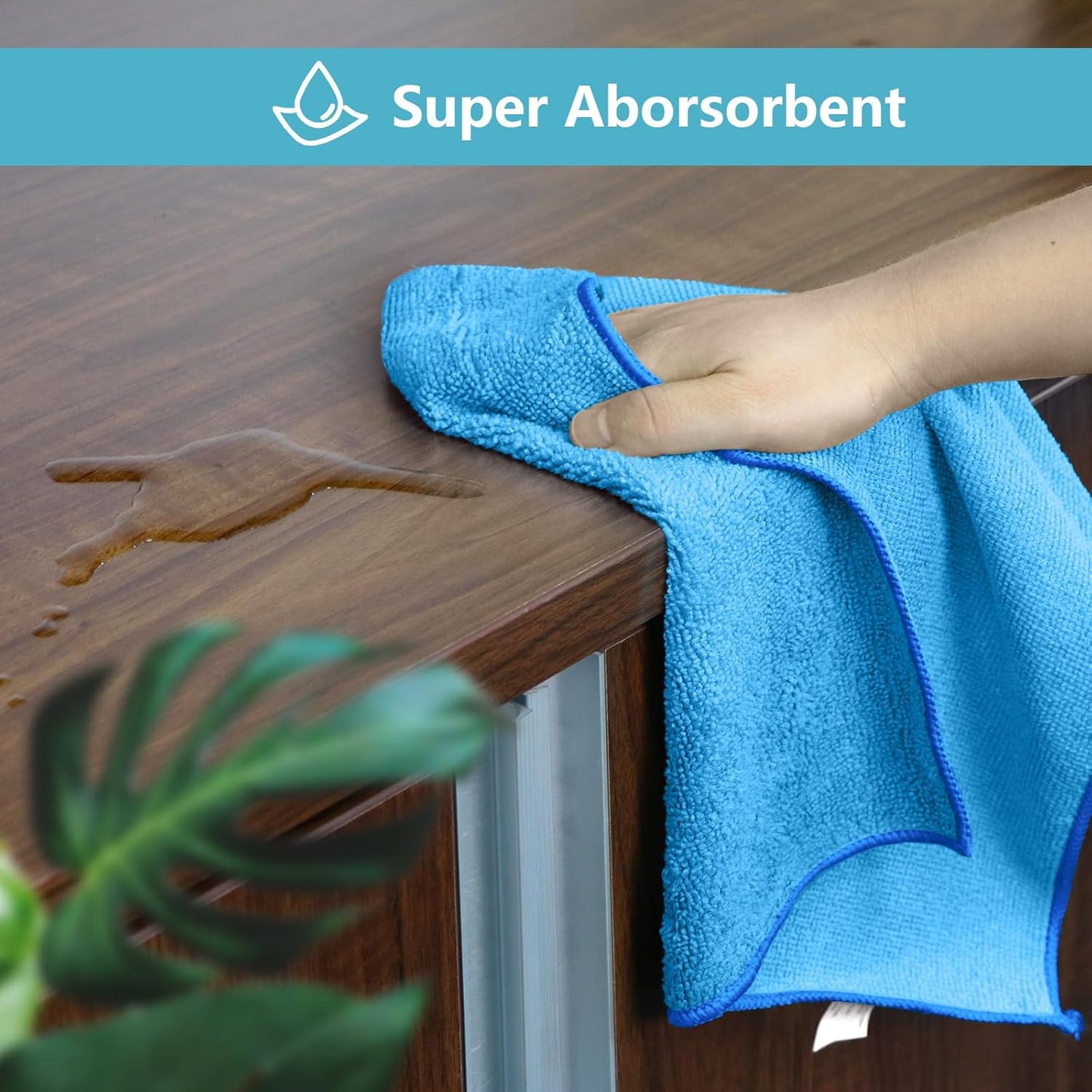 HOMEXCEL Blue Microfiber Cleaning Cloth, 100 Pack Cleaning Towels for Kitchen, Lint Free, Scratch-Free, Highly Absorbent, and Reusable Cleaning Rags for House, Window and Glass, Cars, 11.5 X11.5 inch