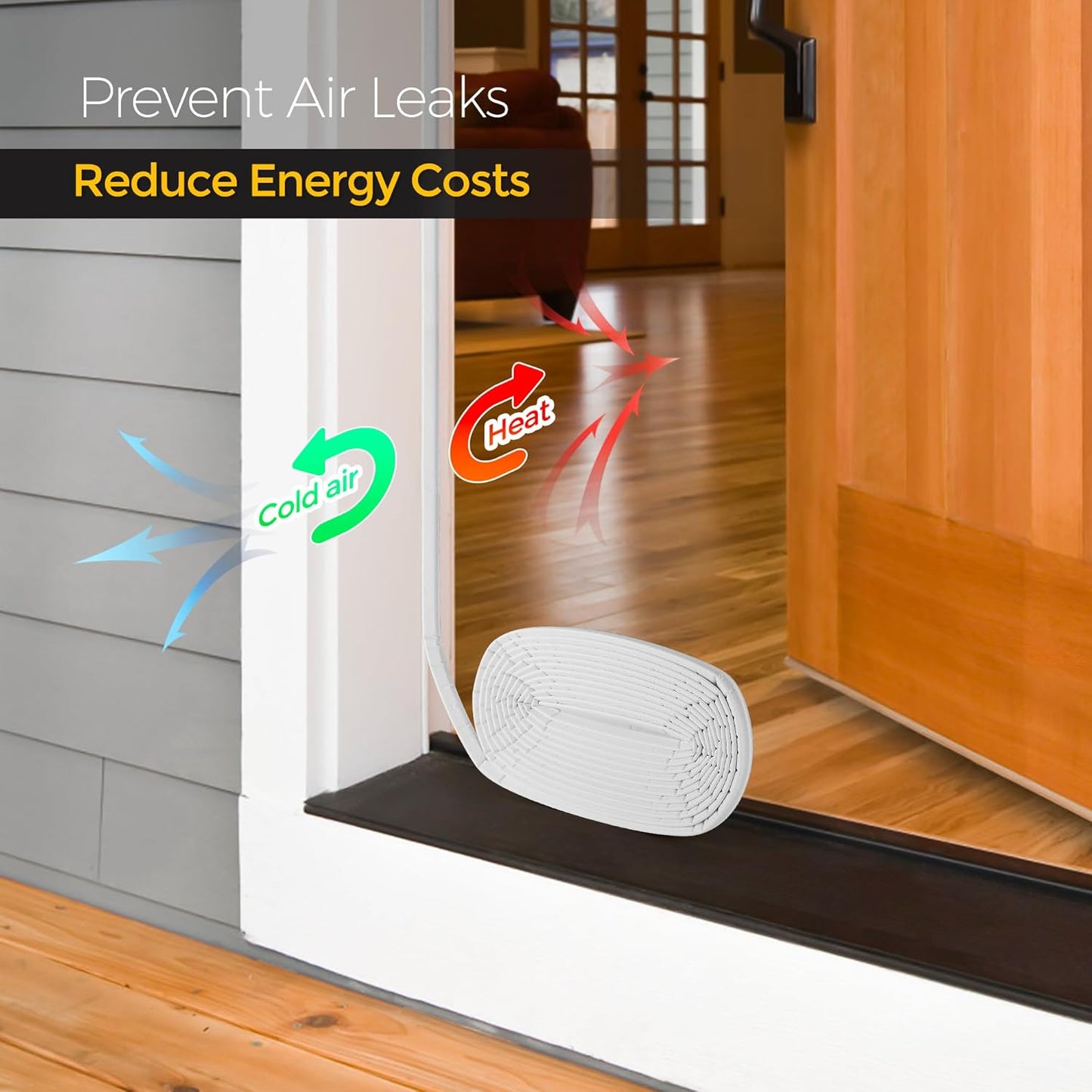 Weather Stripping Door Seal Strip - Soundproof Q-Shaped Foam for Exterior Door Frame, Large Gap Seal, Noise Cancelling, Easy to Install (White, 60FT)
