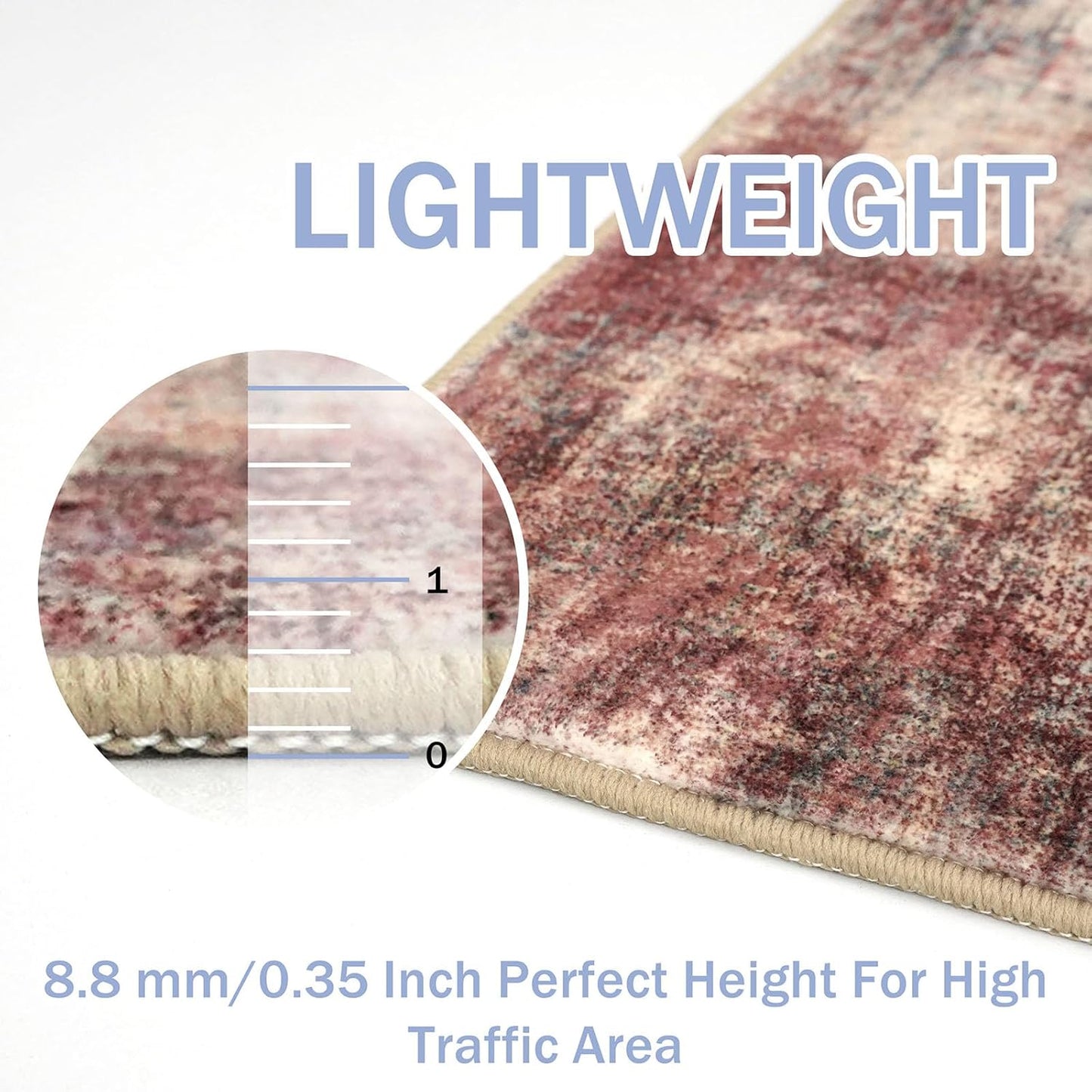 IOHOUZE Abstract Runner Rug 2x6 Ft Washable Runners for Hallways, Non Slip Kitchen Runner Printed Faux Wool Entryway Runner Indoor, Modern Abstract Floor Carpet for Hall Kitchen Bedroom, Red/Multi