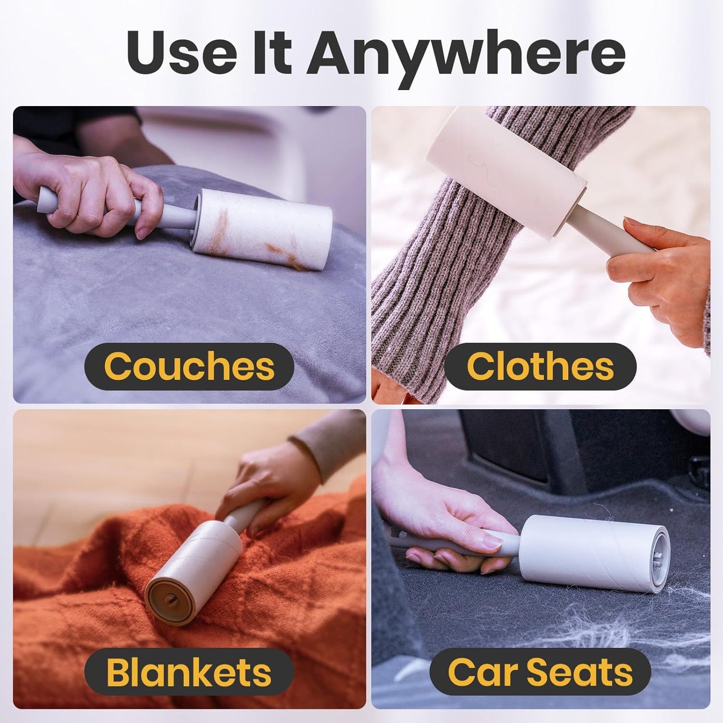 DELOMO Lint Roller 600 Sheets (2 Rollers + 4 Refills) - Lint Rollers for Pet Hair Extra Sticky, Mega Value Pet Hair Removal Tool for Clothes/Couch/Furniture/Car - Keep Your Home Tidy