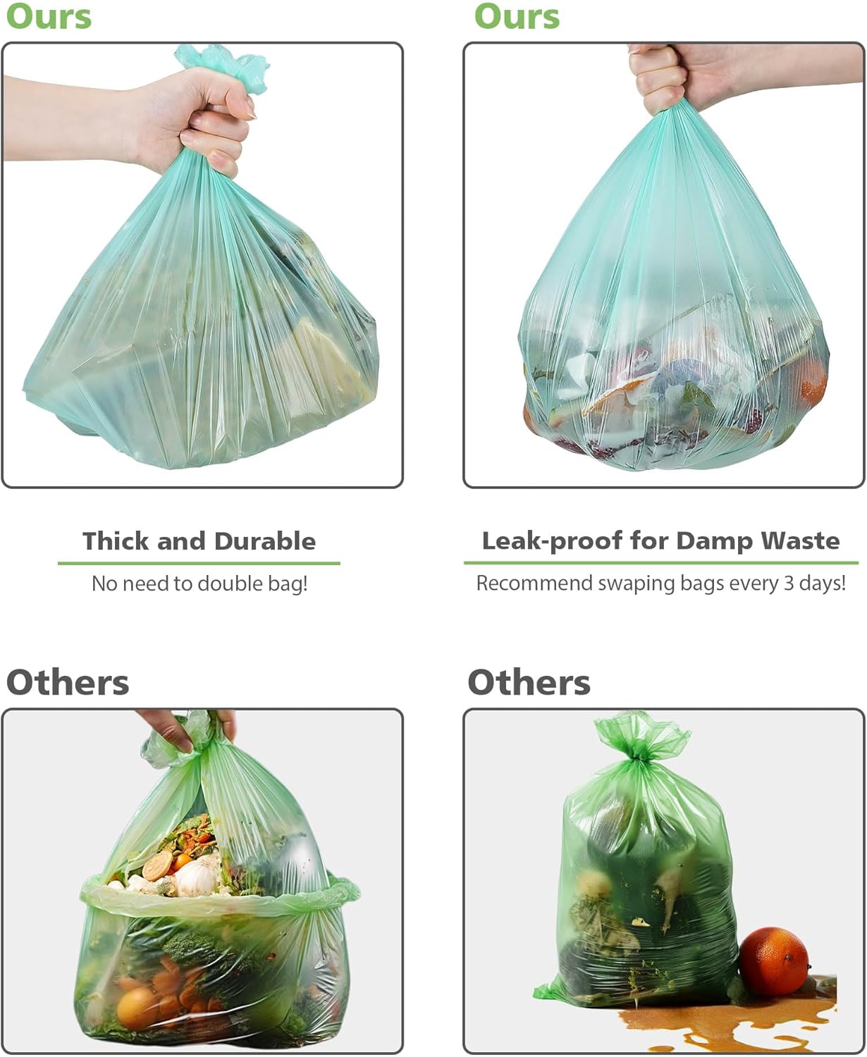 Compost Bags 3 Gallon 125 Packs,AYOTEE Compostable Trash Bags 3 Gallon, Small Biodegradable Trash Bags