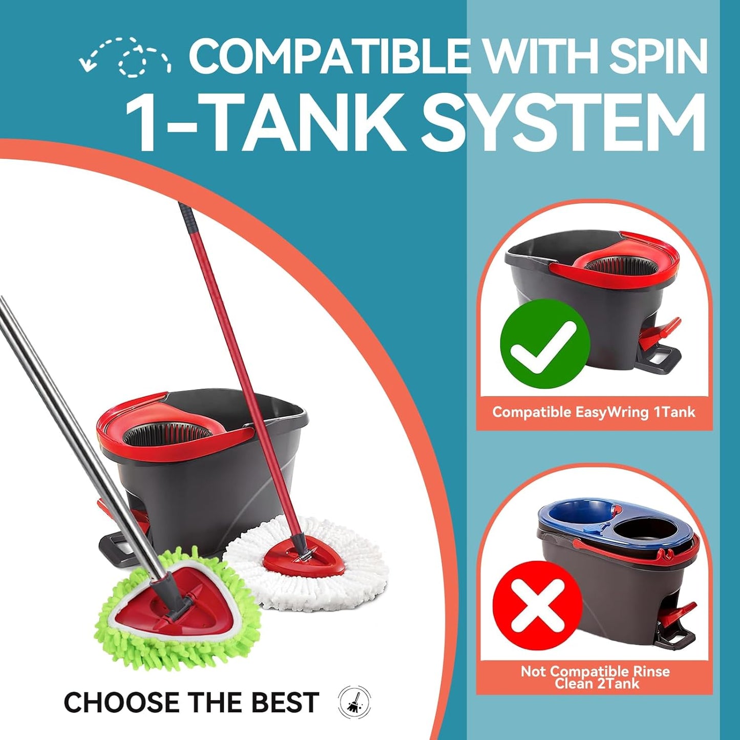 7 Pack Mop Replacement Heads for O-Ceda Mop Replace Head EasyWring Spin Mop Heads Replacements, Microfiber Spin Mop Refills, Cleaning Mop Head for Living Room& Bath Tool