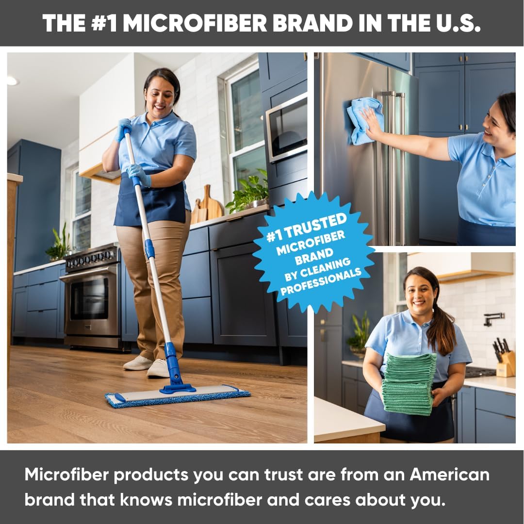 Microfiber Wholesale 20 inch Microfiber Mop Pads - Machine Washable, Reusable, Refills & Replacement Wet Mop Heads Compatible with Any Microfiber Flat Mop System (18 Pack)