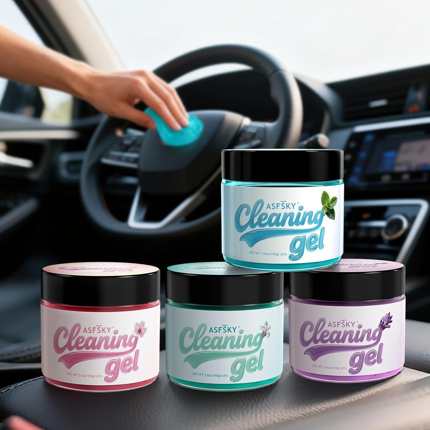ASFSKY Car Cleaning Gel (Aromatherapy aroma) Dust Cleaning Putty Universal Car Interior Cleaner Keyboard Dust Remover Car Slime Gifts for Men Women girl（4 pack）