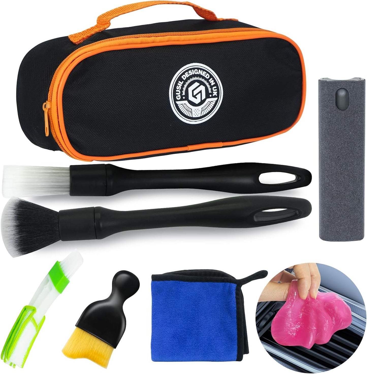 8PCS Car Interior Detailing Kit, Dash Duster for Car Interior Detail Brush with Car Cleaning Gel Automotive Detailing Supplies Kit for Auto, Truck, SUV, RV - Car Gifts for Women