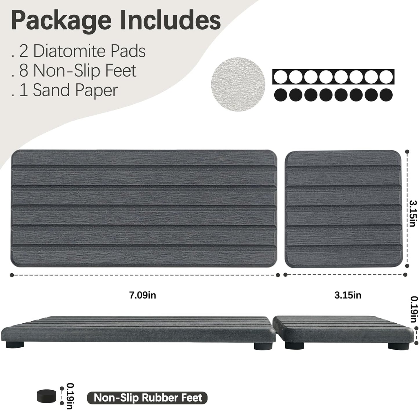 Set of 4 Water Absorbent Diatomite Coasters, Diatomaceous Earth Kitchen Soap Dish, Bathroom Trays, Water Absorbing Stone Used for Hand Soaps & Plants & Toiletries in The Modern Home