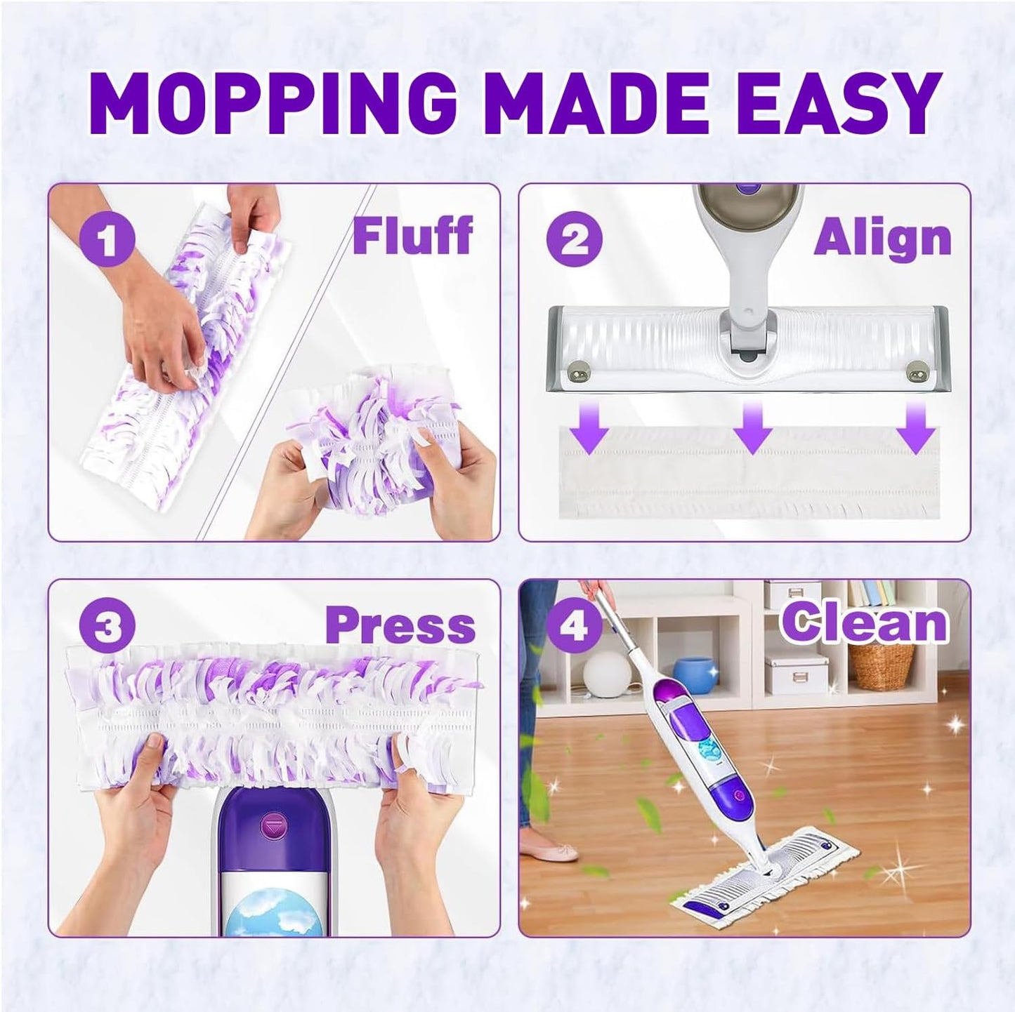 20 Pack Disposable Power Mop Pad Refills for Swiffer Power Mop, Compatible with Swiffer Power Mop, Thickened Multi-Surface Replacements for Swiffer Wet Pads Refill on All Finished Floors.