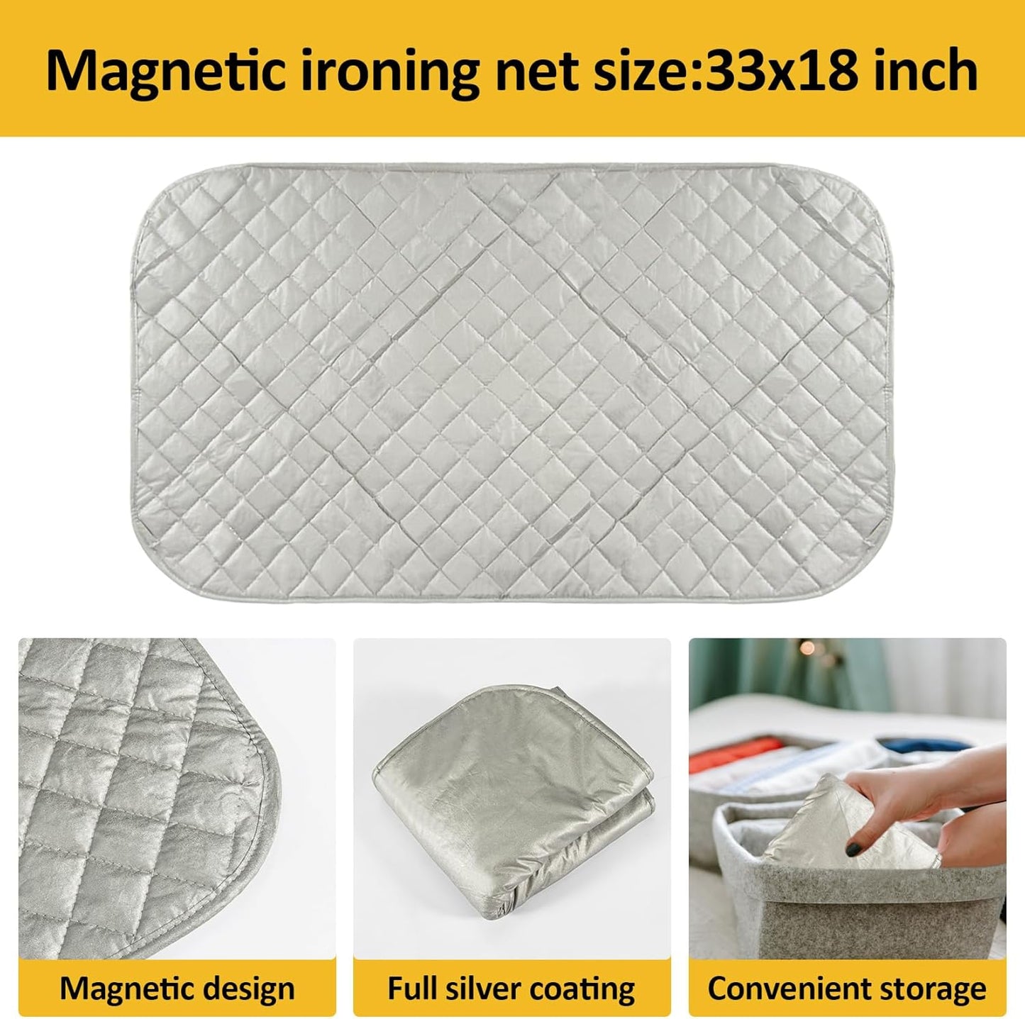 Sukh 1Pcs Magnetic Ironing Mat Blanket - Foldable Ironing Mat Portable Board for Clothes Heat Resistant Portable Double Sided Use Travel Office Student Dormitory