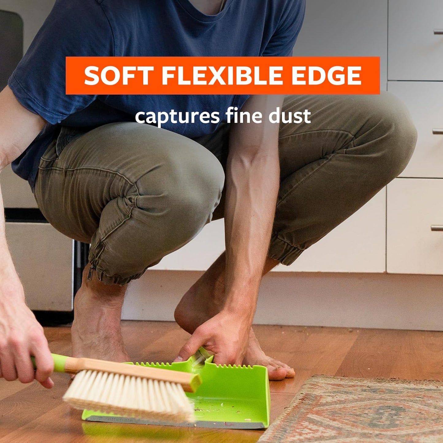 Full Circle Clean Team Brush & DustPan Set, White & Grey