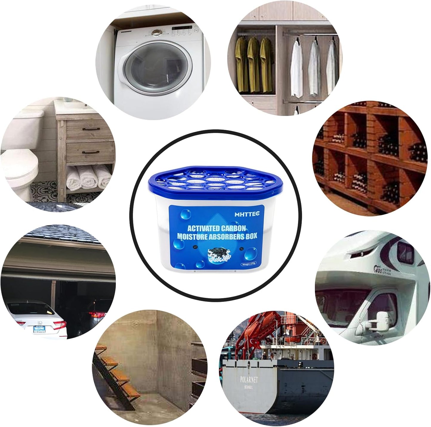 Moisture Absorbers Boxes with Activated Charcoal 4 Pack 245g Dehumidifiers for Closet Bathroom Basement Bedroom Disposable Desiccant for Car Moisture Absorbers for Home