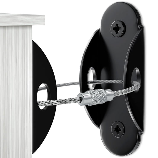 10 Pack Furniture Wall Anchors for Baby Proofing, Anti Tip Furniture Anchors, Secure 400 Pound Furniture, Dresser, Bookcase to Wall Prevent Falling, Earthquake Straps for Child Safety (Black)