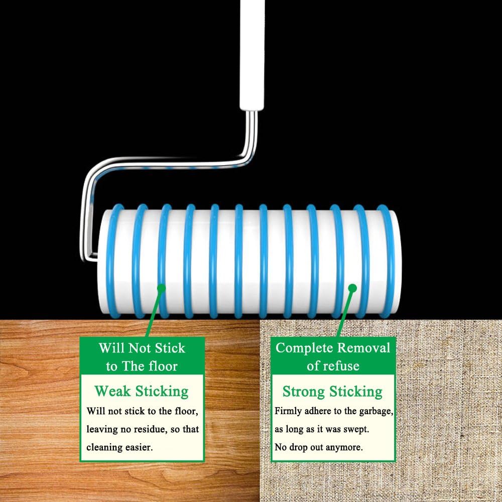UNIKON 802 Lint Roller Sticky Roller Pet Hair Roller, Long Handle Sticky Mop With 4-Foot Extendable Handle 30 Sheets Roller