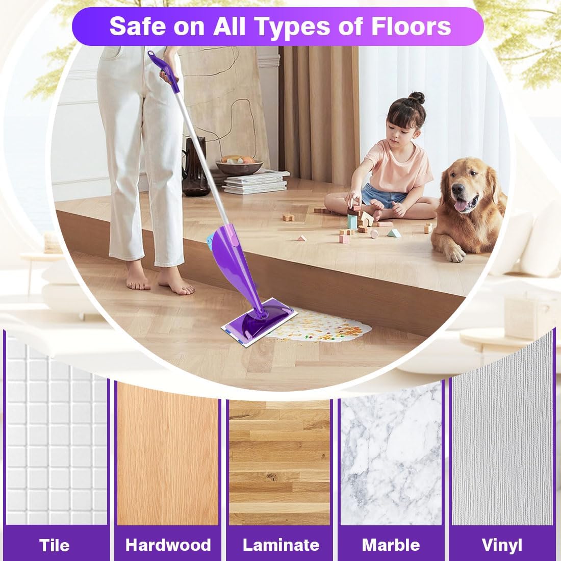 Orighty Dry Mop Pads Refill Compatible with Swiffer WetJet, Multi-Layer Mopping Pads, Multi Surface WetJet Hardwood Floor Cleaner Spray Mop Pads Refills, 48 Count