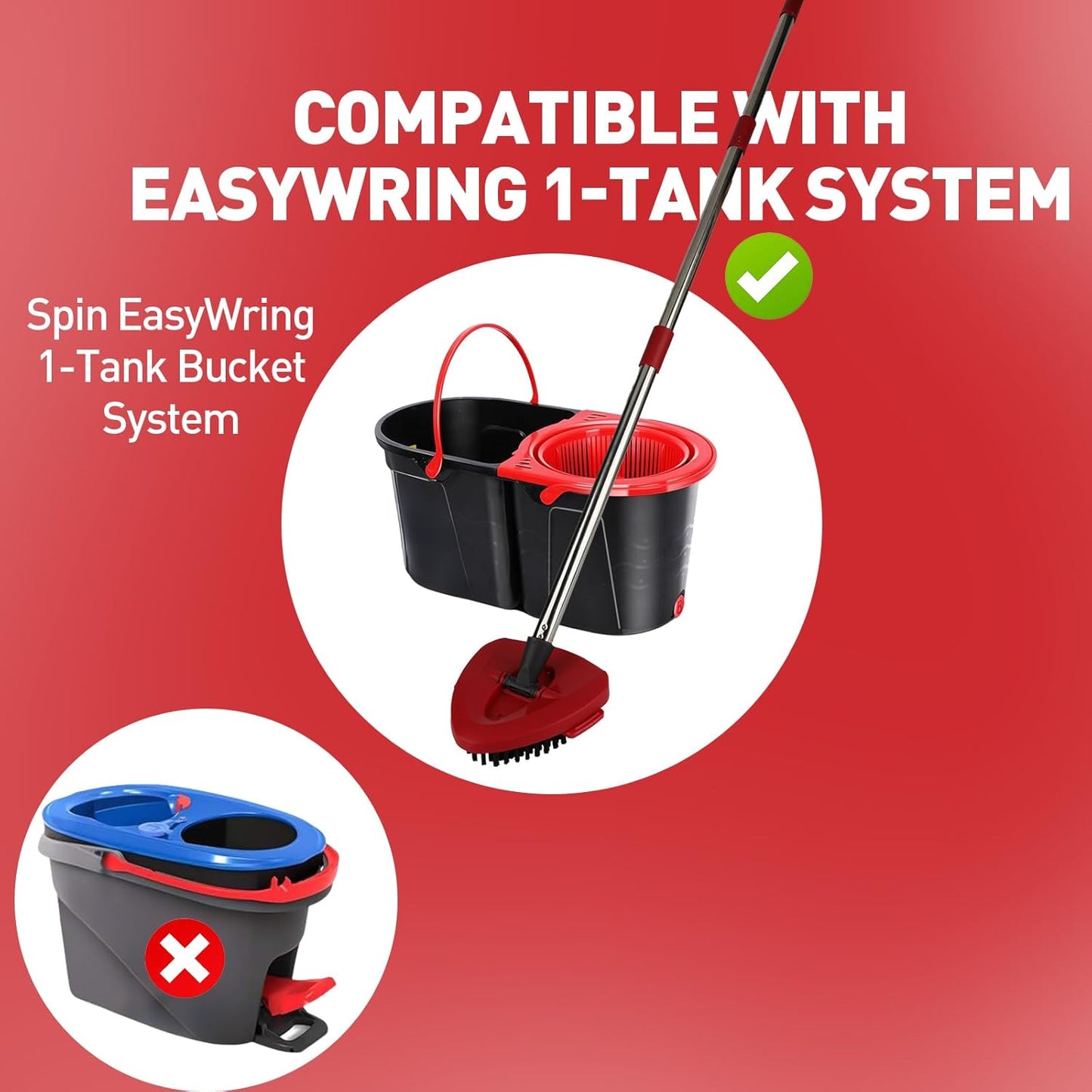 Mop Head Replacements Mop Handle for Ocedar,Adjustable Stainless Steel 4 Sections Mop Handle for O-Cedar,Mop Base and Scrub