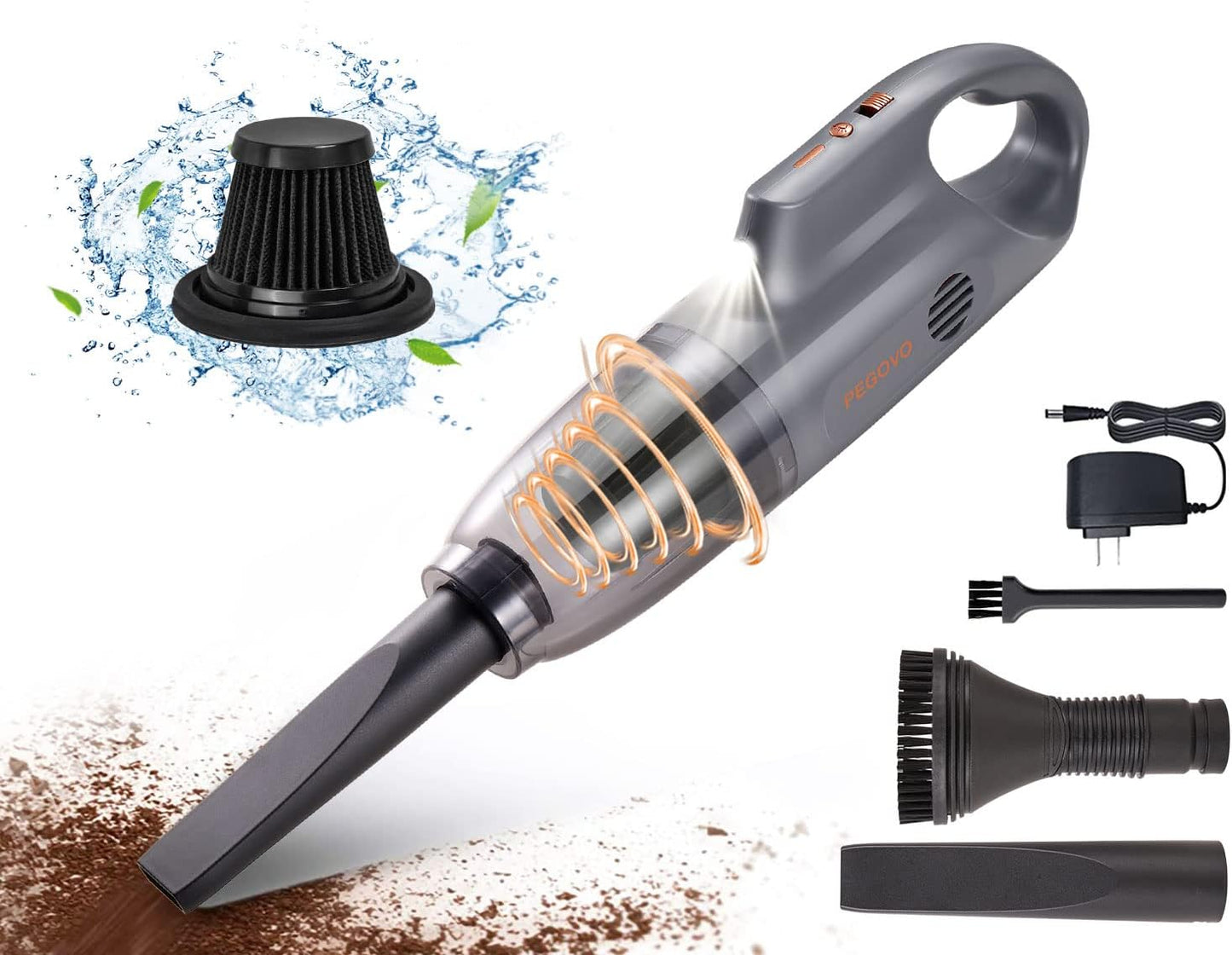 Handheld Vacuum Cordless Car Vacuum Portable, Cordless Handheld Vacuum Cleaner with Fast Charging Long Runtime Washable Filter,10KPA High Power Hand Vacuum for Home, Pet Hair(Grey)