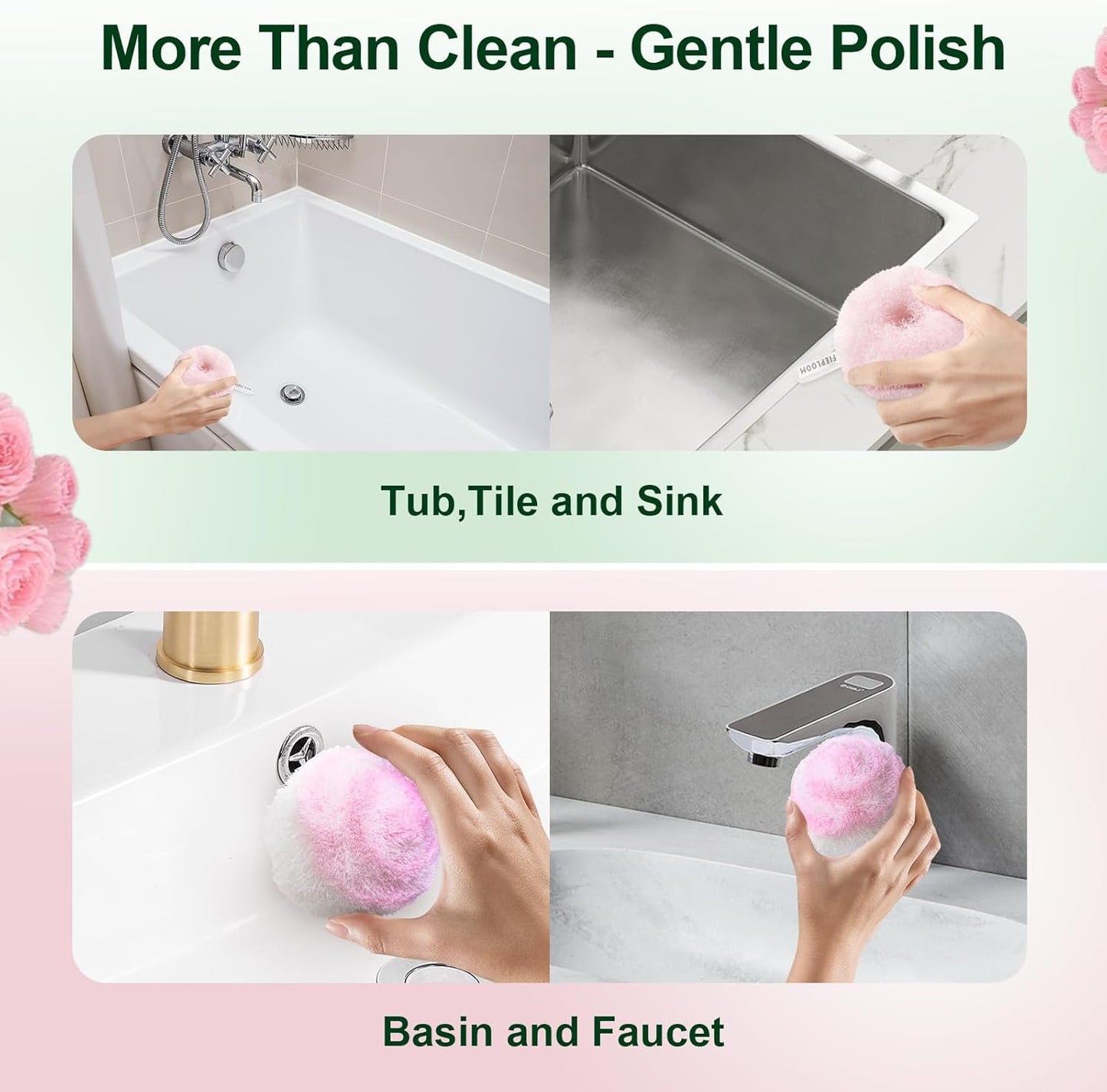 Hard Bristle Crevice Cleaning Brush & Non Scratch Soft Scrub Brush Set, 6-Pack: 4 Stiff Gap Grout Brush+2 Gentle Sponge Brush, Multi-Purpose Bathroom & Kitchen Cleaning Tool