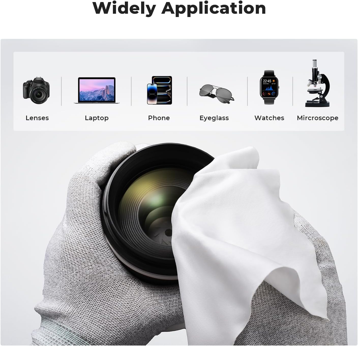 K&F CONCEPT 10 Pack Microfiber Cleaning Cloths，Washable Reusable 6x6in Vacuum Wrapped Lint Free Glasses Cloth for Glasses, Lens, Screens & More