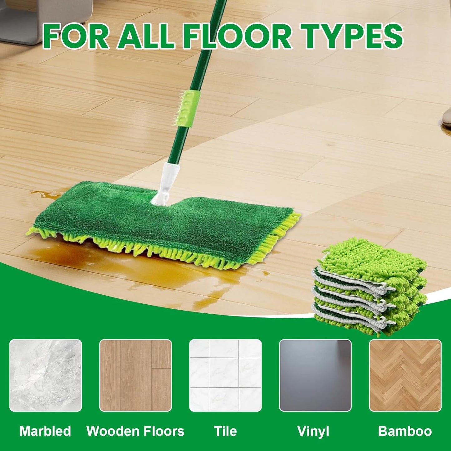3 Pack Mop Head Replacement for Libman 18" 2-Sided Microfiber Dust Mop, Washable & Reusable Mop Pad Refills for Libman Flat Mop for Indoor & Outdoor Flooring, Bedrooms, Kitchens, Living Rooms