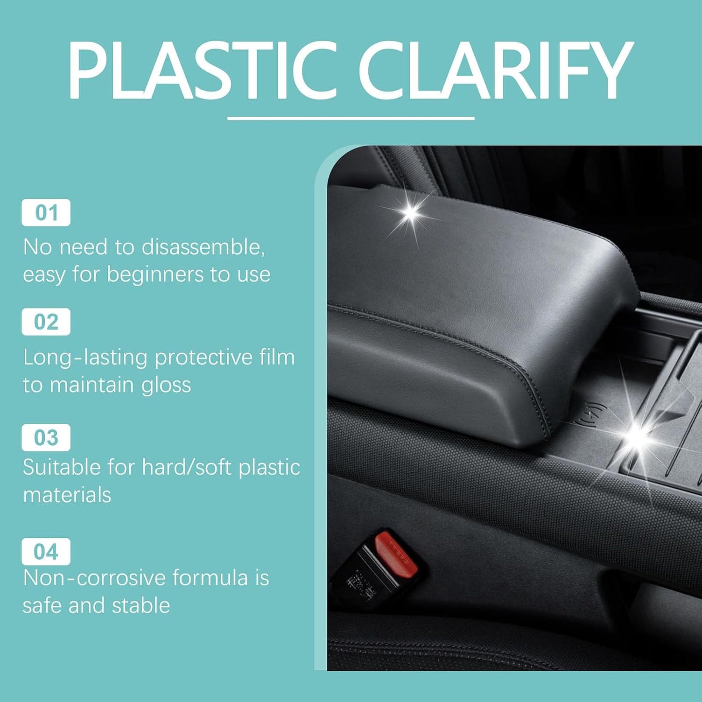 Plastic Clarify for Cars, Plastic Restorer for Cars Exterior, Multifuncional Interior Cleaner for Waterless Car, Detailing Spray, Faded Plastics (3PCS)