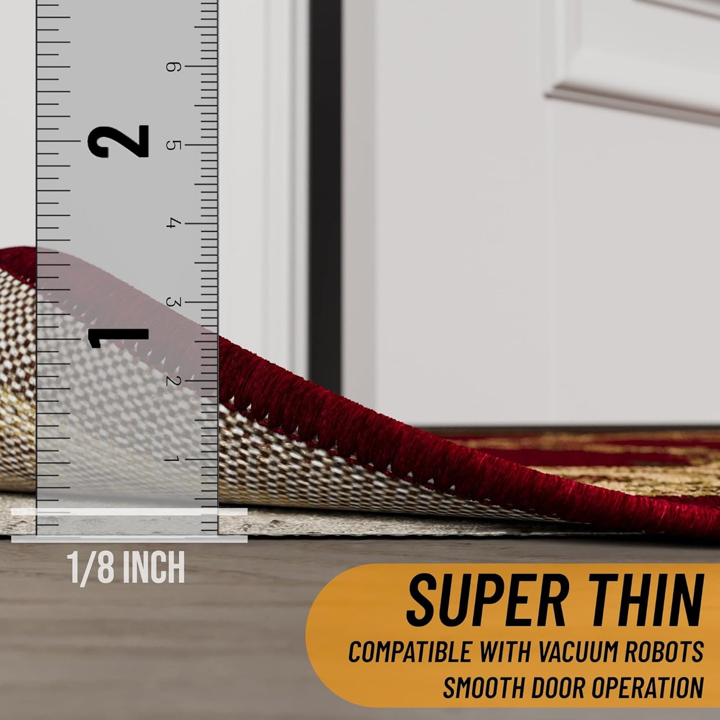 Ottomanson 2'7" x 12' Non-Slip Rug Pad Gripper 1/12 Inch Ultra Thin Dual Surface Felt + Rubber Gripper - Safe for All Floors, Cream