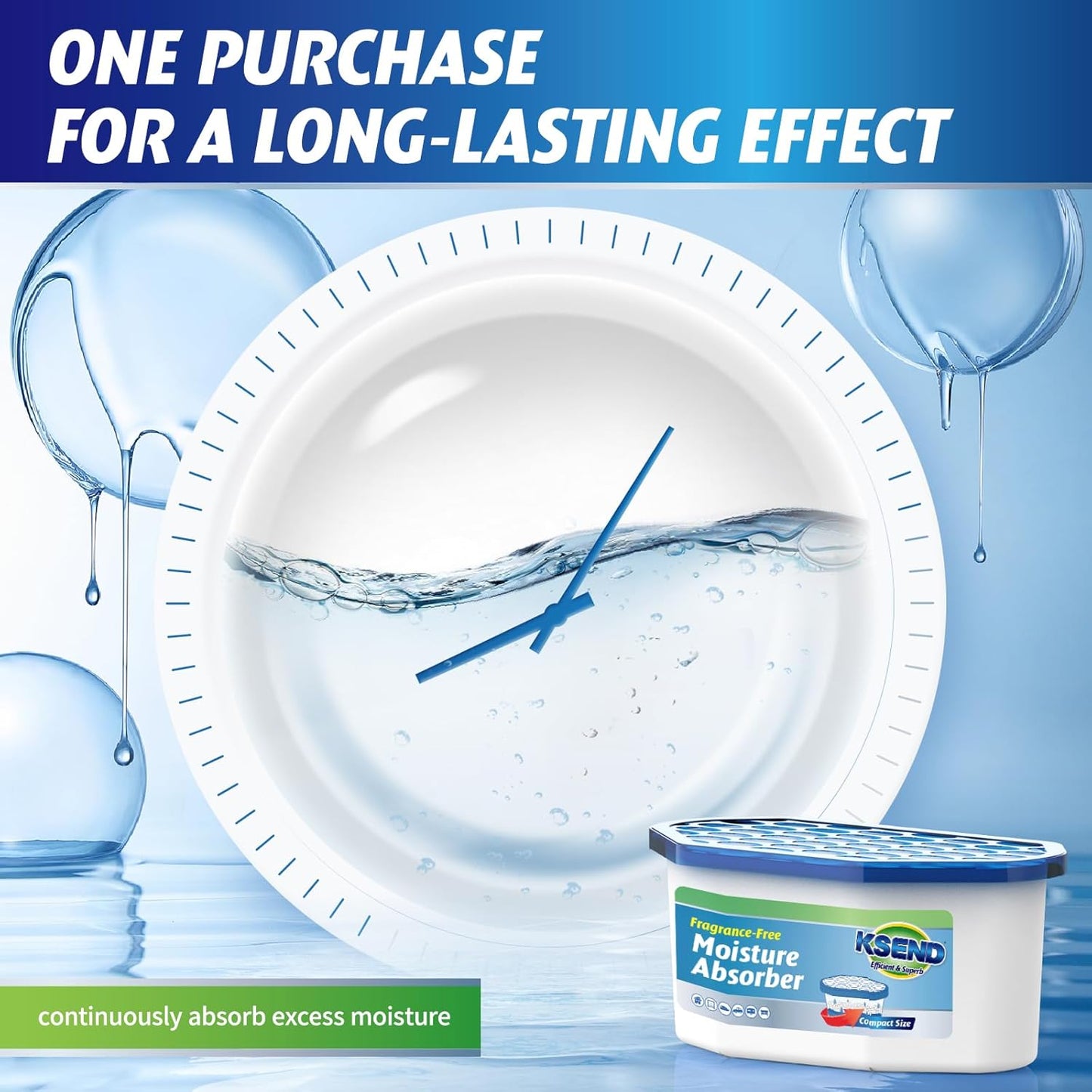 Moisture Absorbers, 12 Pack, Compact Dehumidifier for Closet, Efficient Humidity Absorber Boxes, Moisture Absorber for Closet, Odor Eliminator with Fragrance Free, Blue, 6.4oz, 300ml