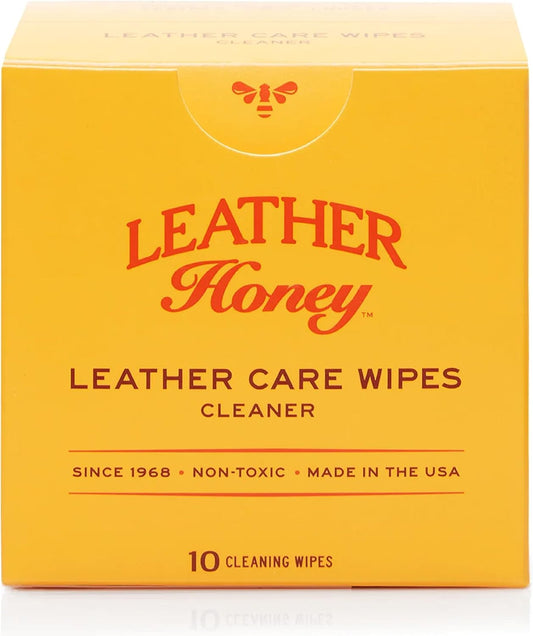 Leather Honey Cleaner Wipes: Clean Leather On-The-Go. 10 Cleaning Wipes for Leather, Faux & Vinyl: Any Color of Couches, Car Seats, Purses, Shoes & Bags. Made in the USA, Non-toxic & Ready-to-Use