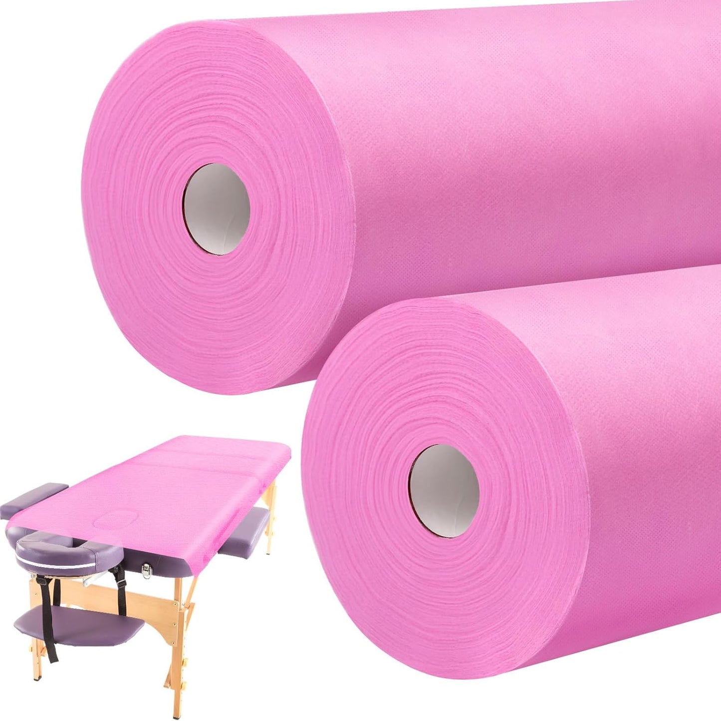 Tudomro 2 Roll Disposable Non Woven Bed Sheets 24 x 71 Inch Massage Table Paper Covers Non Woven Fabric Massage Sheets Waterproof Spa Breathable Bed Cover for Beauty Salon, Hotels(Pink)
