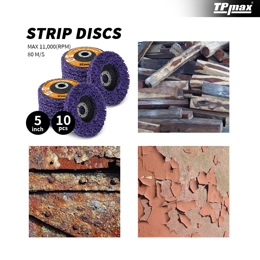 5" x7/8'' Stripping Discs Rust Remover Wheel Remove Paint and Oxidation Poly Strip Wheel Disc Abrasive Angle Grinding Wheel - 10 Pack(Purple)