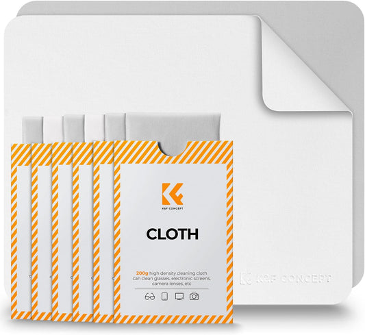 K&F CONCEPT 6 Pack Lens Cleaning Cloth | Microfiber Cleaning Cloth | Glasses Cleaning Cloths | Eyeglass Lens Cleaner | Eyeglasses, Camera Lens, VR/AR Headset, and Screen Cleaning | White & Grey