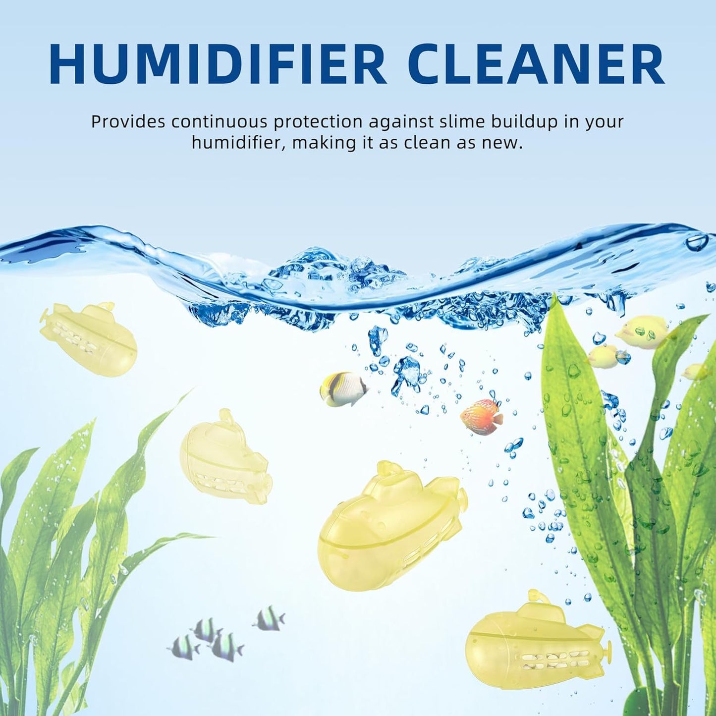 AMI PARTS Humidifier Tank Cleaner Small Submarine 18 pcs for Most Humidifier and Fish Tank,Purifies Water,Softens Hard Water(Yellow Universal Humidifier Filters)