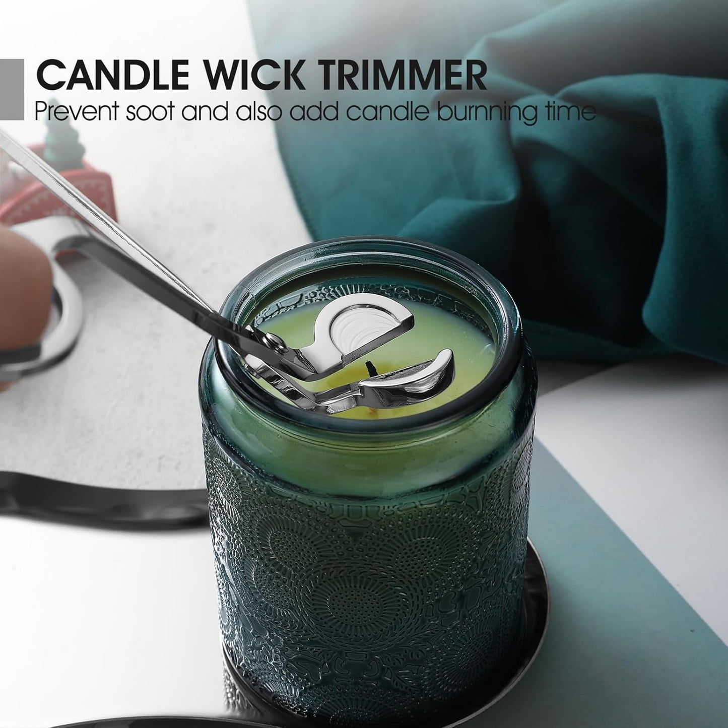 PATOISE 3 in 1 Candle Accessory Set, Candle Wick Trimmer Cutter, Candle Snuffer, Candle Wick Dipper Mini in Gift Package for Candle Aromatherapy Lovers(3PCS Silver)