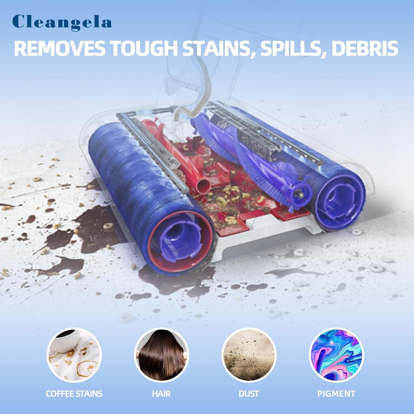 Wash G1 Roller Brush Replacement for Dyson Wash G1 Wet Cleaner Floor Scrubber Machine Vacuum Attachments Counter-Rotating Primary Rollers 2 Pack Highly Absorbent Microfiber Brush Rollers