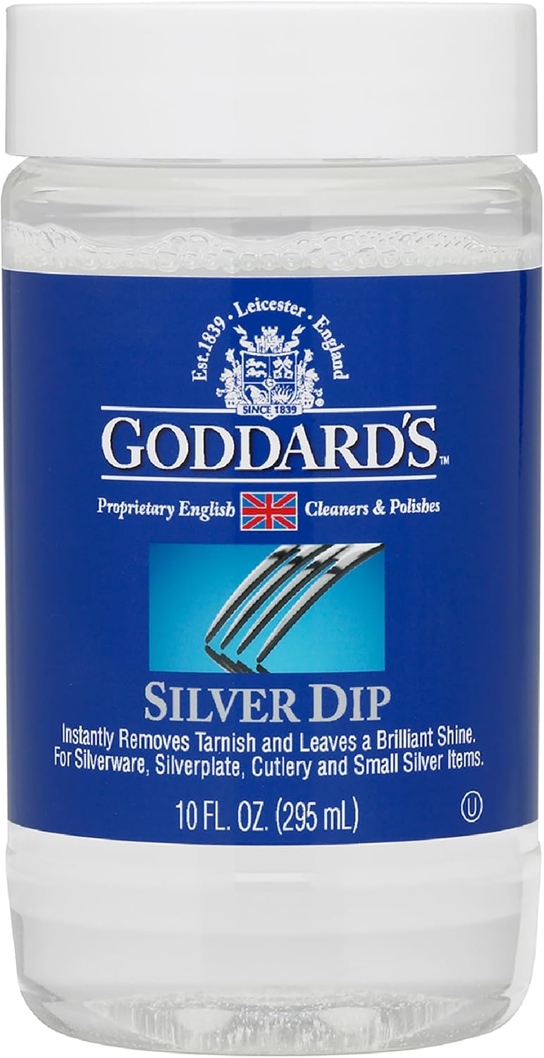 Goddard’s Silver Cleaner Dip – Silver Jewelry Cleaner Solution for Filigree Metalwork & Small Items – Professional Use Silver Tarnish Remover – Silverware Cleaning Supplies (10 oz)