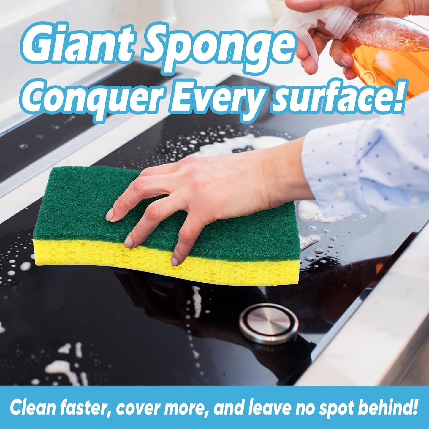 AIDEA XL Scrub Sponges 24Count, Sponges for Dishes, Extra Large Sponge for Cleaning Kitchen and Household, Heavy Duty Sponge Safe for Non-Coated Cookware, Cleaning Power for Bathroom, House