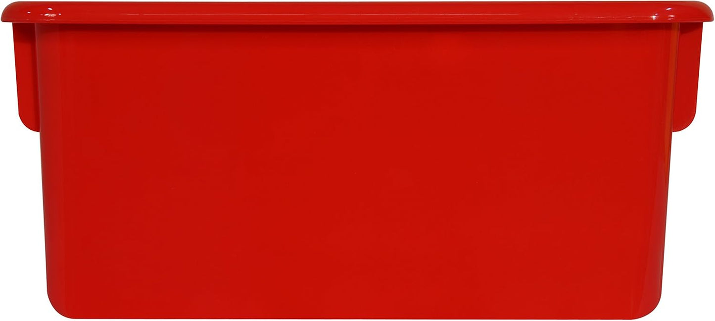 Wood Designs Cubby Storage Bin, Heavy Duty Plastic Containers for Kids Red Cubby Tray Set of 10