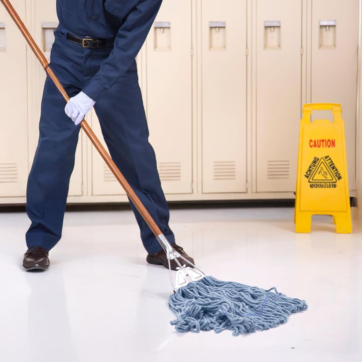 KeFanta 3 Pack Heavy Duty Commercial Mop Head Replacement,Wet Industrial Cotton Looped End String Mops Refill for Floor Cleaning,Blue