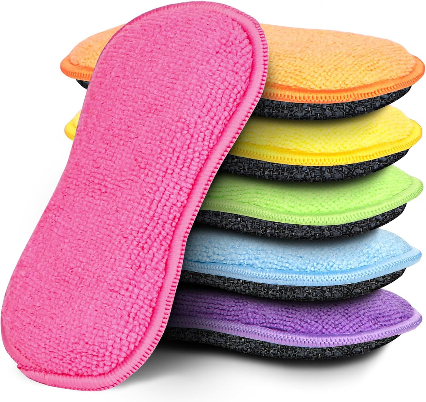 HOMEXCEL 6 Pack Multi-Purpose Scrub Sponges Kitchen, Dish Sponge, Non-Scratch Microfiber Sponge for Efficiently Cleaning Dishes, Pots, and Pans (Multicolor)