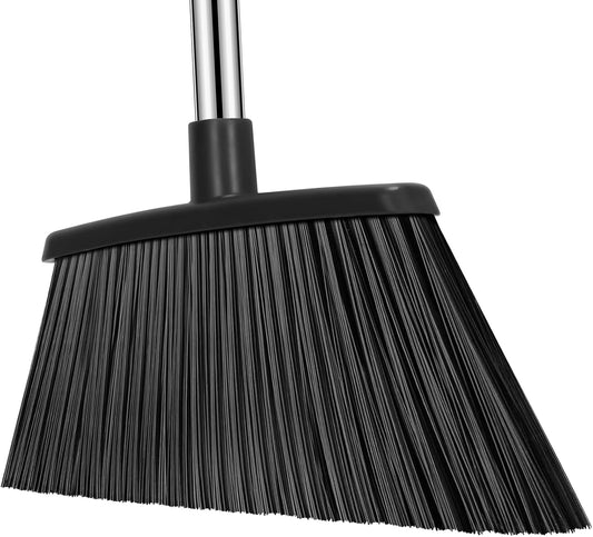 Heavy Duty Broom, 55 Inch Long Handle Outdoor Large Angle Brooms, Commercial Broom for Sweeping Indoor, for Home Garage Kitchen Office Courtyard Lobby Patio Lawn Concrete，Black
