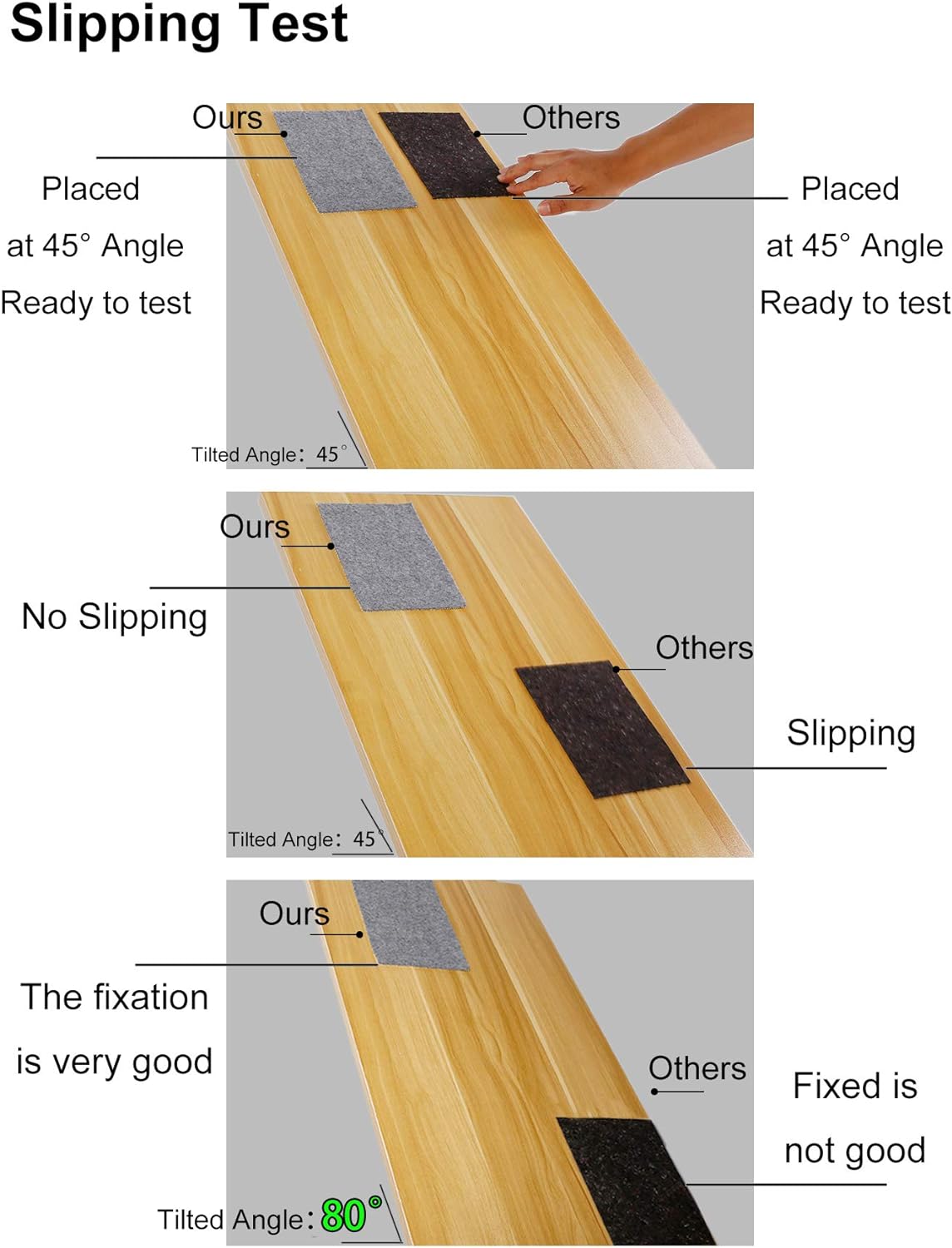 Non Slip Rug Pad Grippers - 8x10, 1/8" Thick, (Felt + Rubber) Double Layers Area Carpet Mat Tap, Provides Protection and Cushioning for Hardwood or Tile Floors