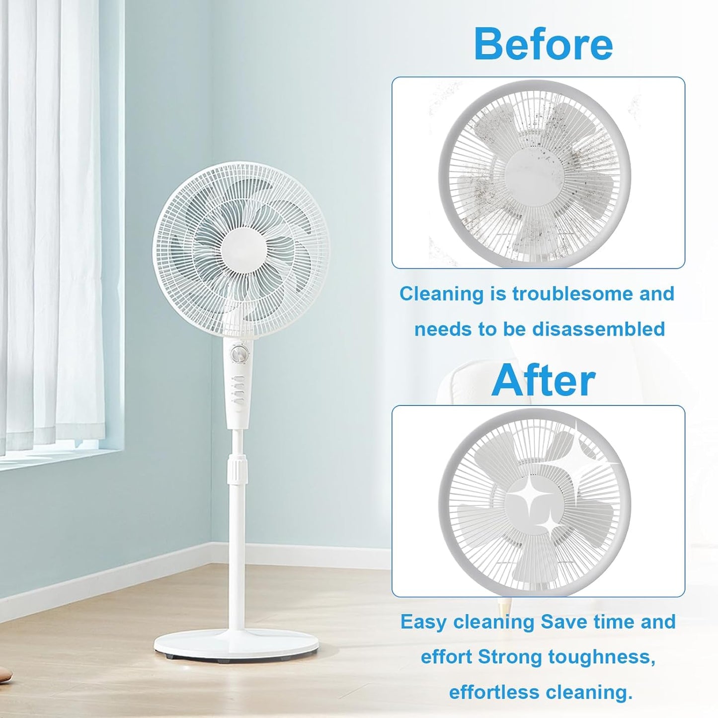 4 Pcs Cobweb Duster, Bendable Fan Cleaner Brushes Set Reusable, Plastic Microfiber Duster for Air Conditioning Shutters,Ceiling Fan, Blades, Curtains,Air Vents(Blue，Gray)