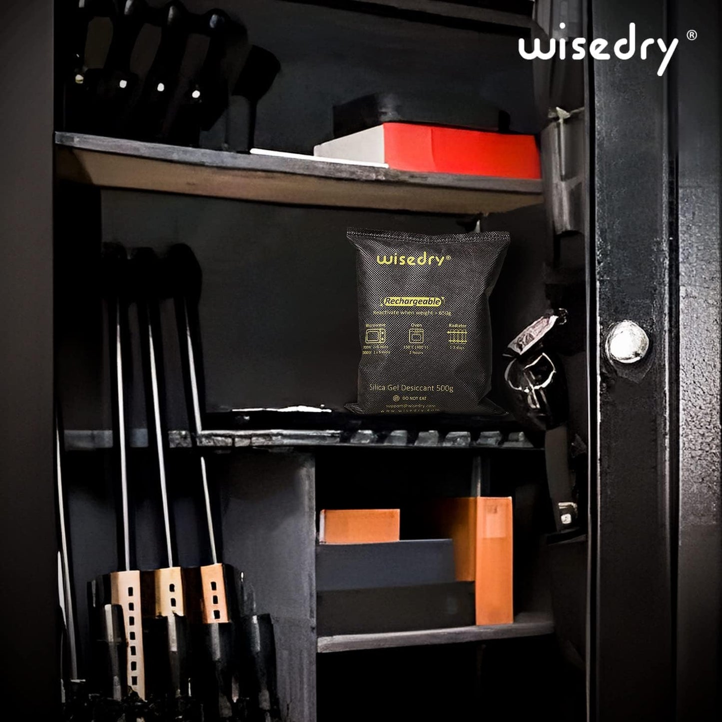 wisedry 4 x 500 Grams [4.4 lbs] Rechargeable Silica Gel Car Dehumidifier, Microwave Fast Reactivated Desiccant Packets Large for Gun Safe Closet Basement Garage Storage Moisture Absorber Bag Reusable