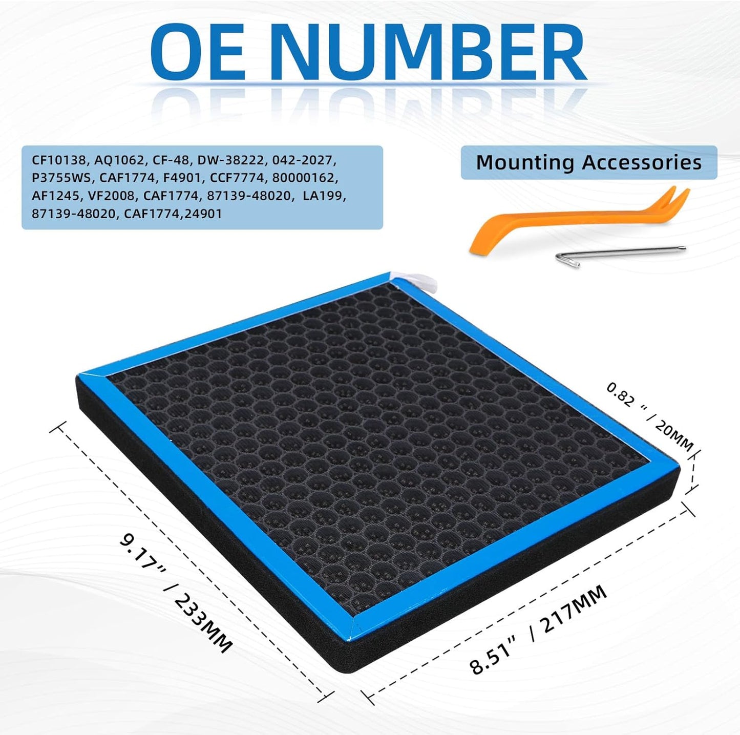 HEPA Cabin Air Filter With Activated Carbon Replacement CF10138 Compatible with Toyota Highlander 2001-2007，Lexus IS300 2001-2005 ，RX300 1999-2003.