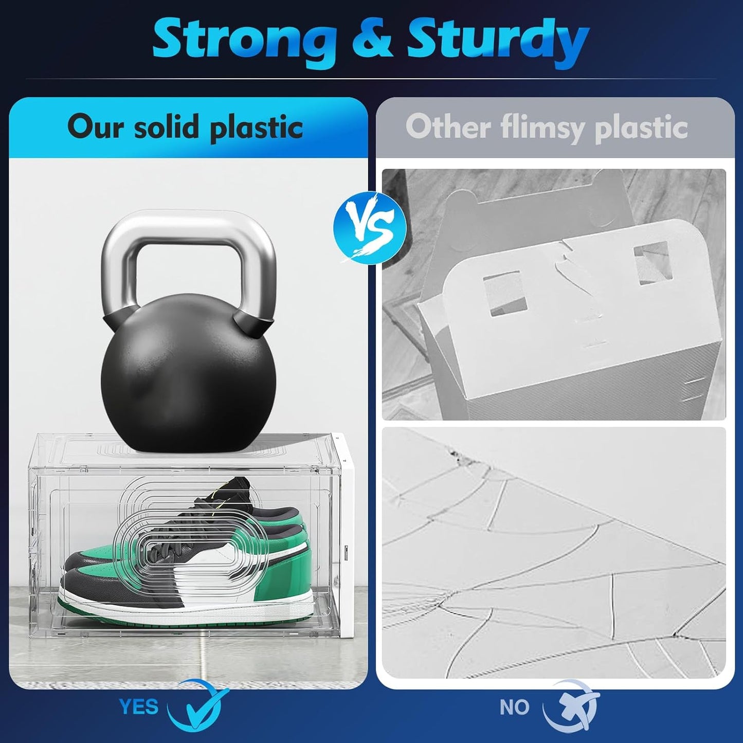 10 Pack Thicken Shoe Organizer Stackable,Upgraded Sturdy Shoe Storage Box with Magnetic Door,Shoe Containers For Sneaker Display,Hat Organizer,White