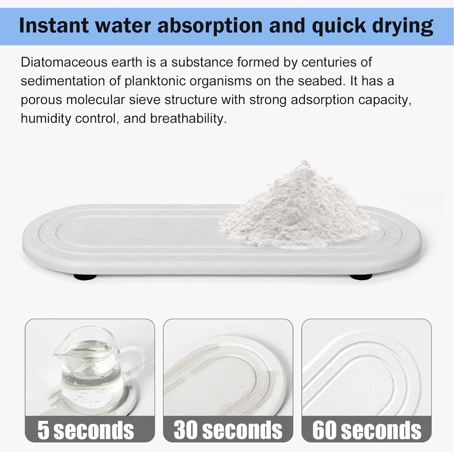 2PCS Water Absorbing Stone Tray, Fast Drying Diatomite Stone Sink Tray, Water Absorbent Diatomite Coasters, Stones Soap Trays for Kitchen Sink, Bathroom Counter Hand Soap Dish & Holders