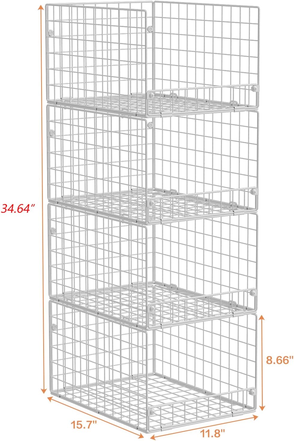 Stackable Closet Organizers and Storage - 4-Tier Stackable Storage Bins, Foldable Closet Shelf Organizer Basket, Clothes Organizers and Storage Shelves for Home Bedroom Closet Organizer System