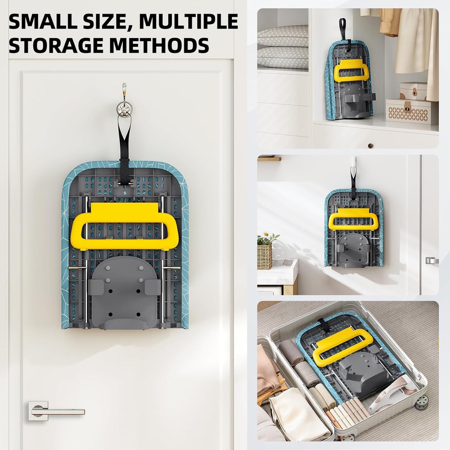 Small Ironing Board Tabletop, Foldable mini Ironing Board, Table top Ironing Boards Small, Compact Portable Ironing Boards with Iron Holder & Hanging Rope, Iron Table Stand 32x12, Light Blue