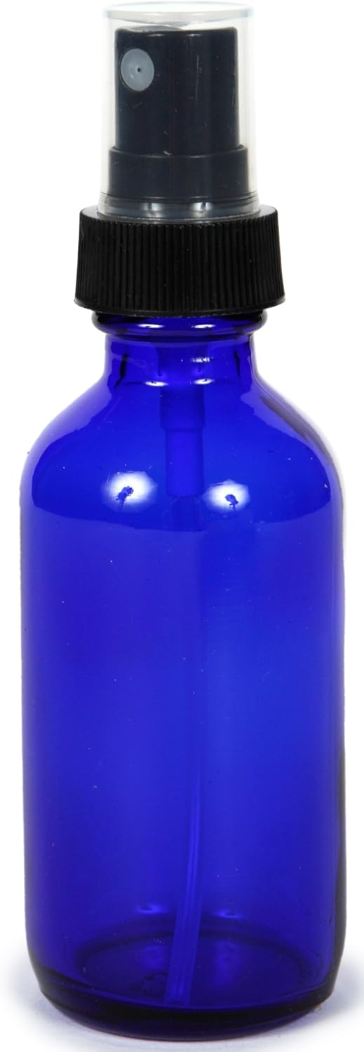 Vivaplex 6, Cobalt Blue, 2 oz Glass Bottles, with Black Fine Mist Sprayers