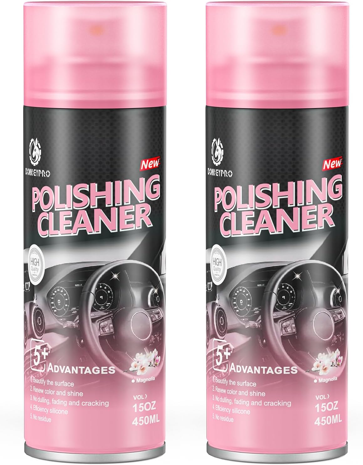 Car interior protectant Spray-Repels Dust & Staining,Restores & Protects Plastic, Vinyl, Leather - UV Guard, Anti-Aging, Long-Lasting Gloss, Exterior & Interior Car Polishing Cleaner (2 x 15oz)